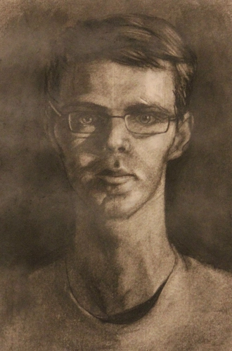 a figure drawing self portrait of Drew Jezek