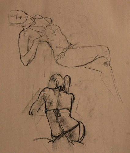 a figure drawing of two girls, one from the back